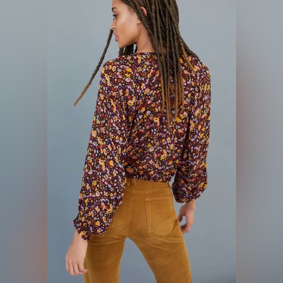 Anthropologie Women’s Pauline Balloon-Sleeved Blouse Floral Print - Size Medium - Picture 3 of 11